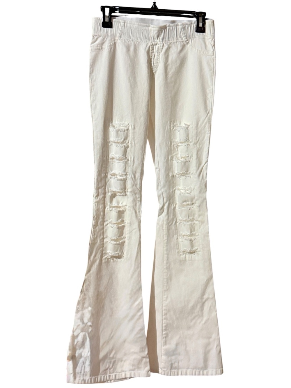 Umgee flare legged white distressed pants Women’s size small | j